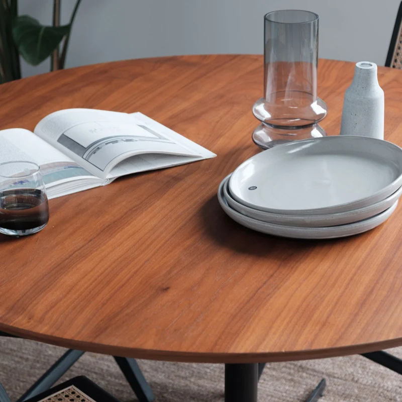 Ronde Eettafel met Schuine Rand - Walnoot - Ø125cm