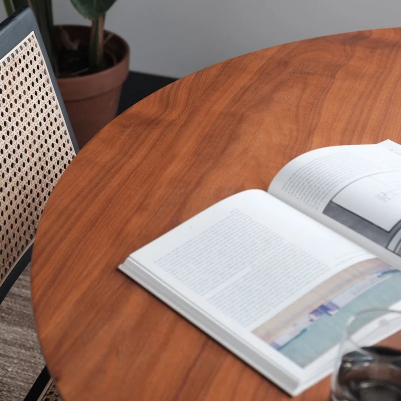 Ronde Eettafel met Schuine Rand - Walnoot - Ø125cm