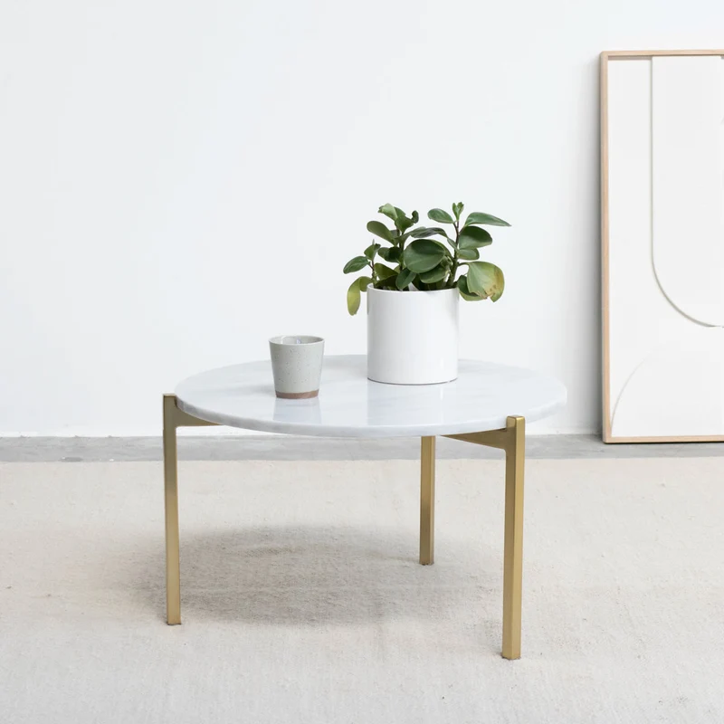 Marmeren Salontafel - Leonard - Wit Marmer - Ø58cm