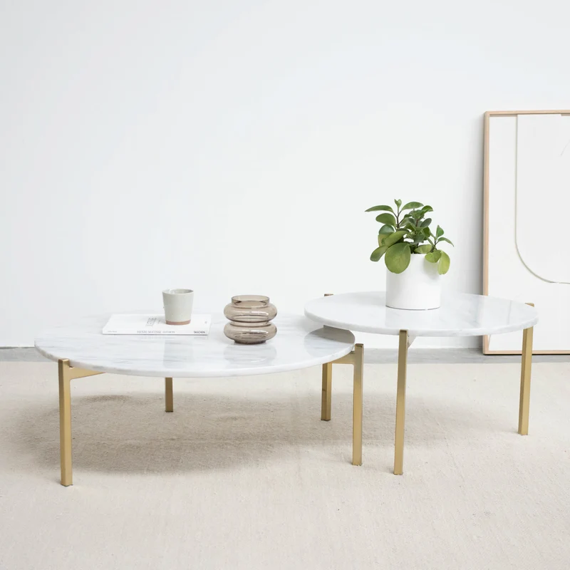 Marmeren Salontafel - Leonard - Wit Marmer - Ø58cm