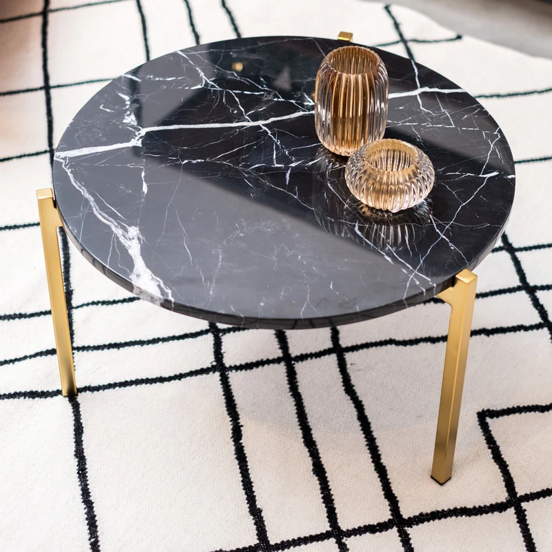 Marmeren Salontafel - Leonard - Zwart Marmer - Ø58cm