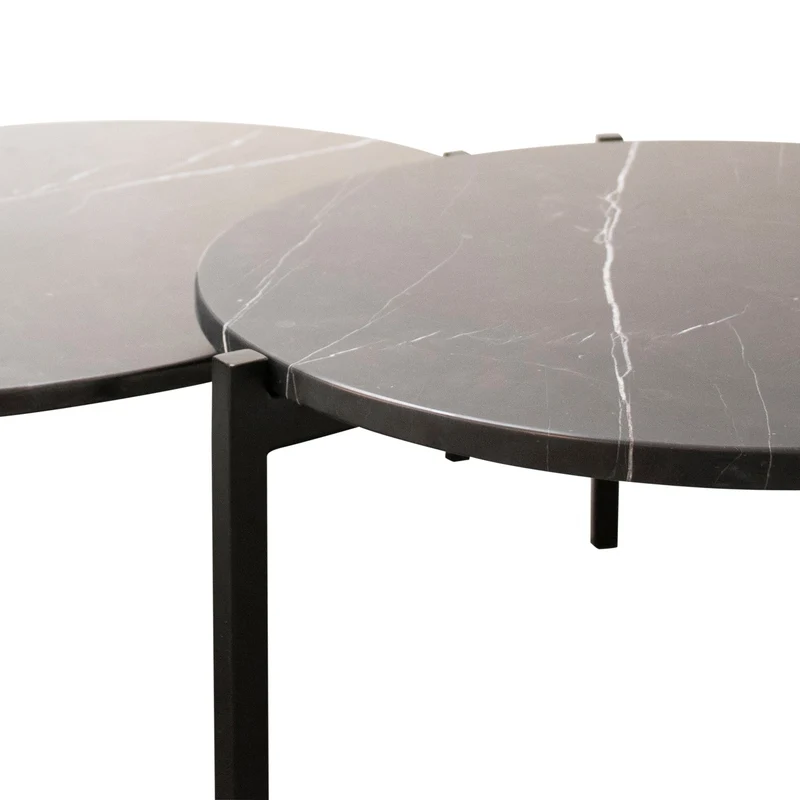 Marmeren Salontafel - Leonard - Zwart Marmer - Ø58cm