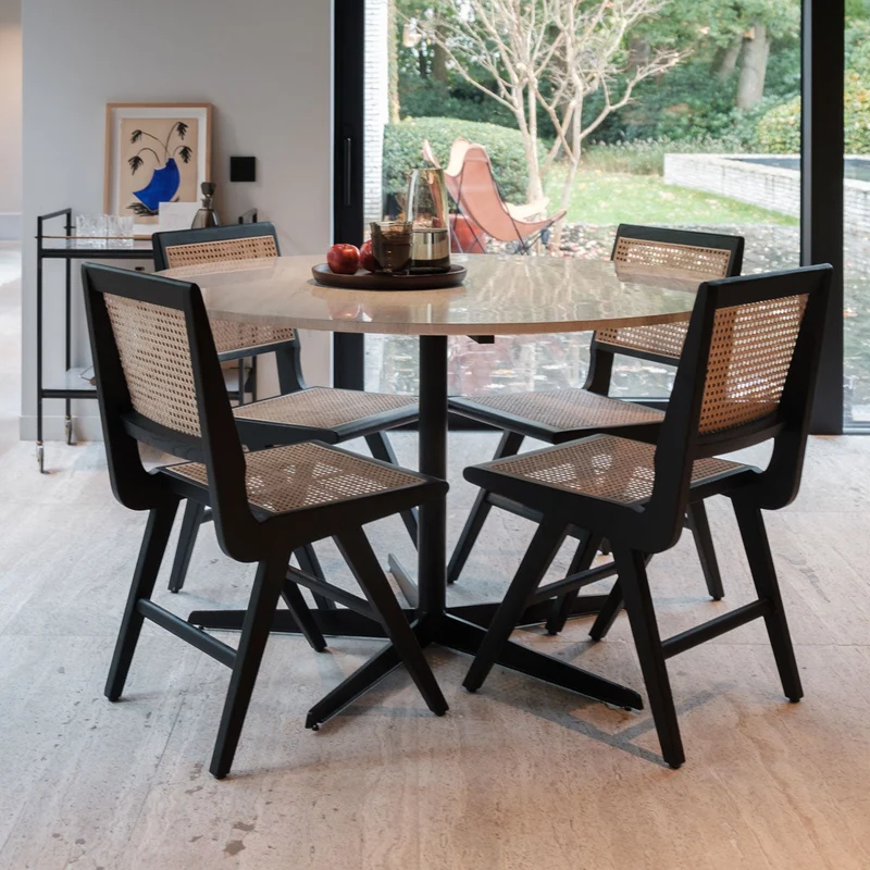 Ronde eettafel met Marmeren Blad - Beige marmer - Ø125cm
