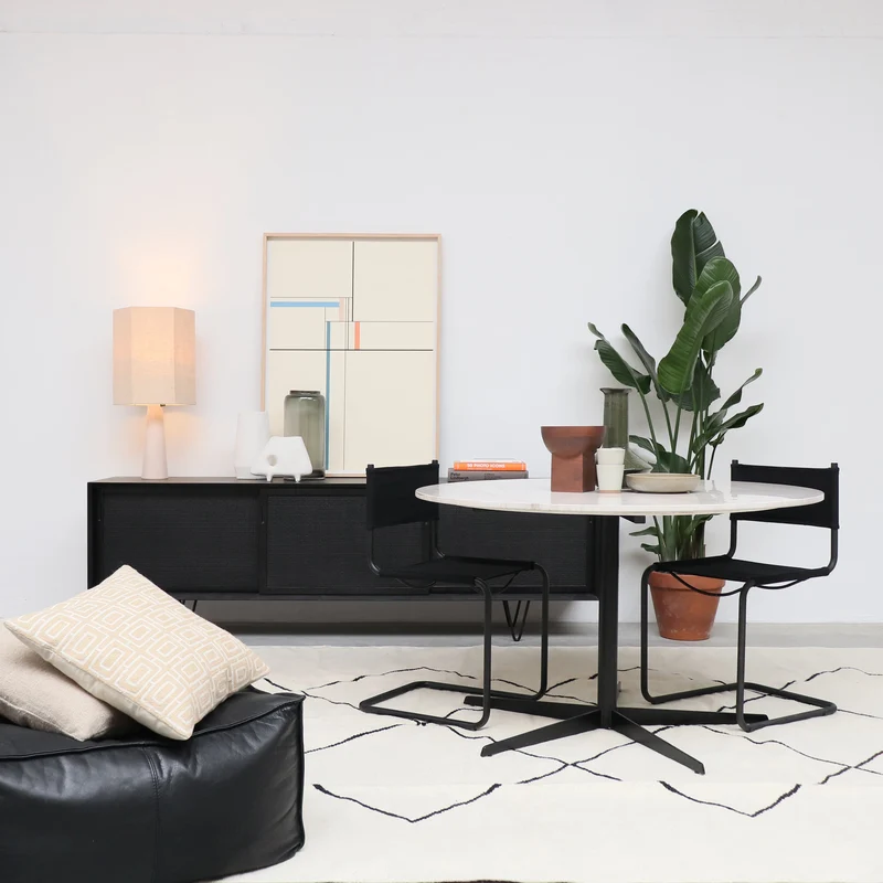 Ronde eettafel met Marmeren Blad - Beige marmer - Ø125cm