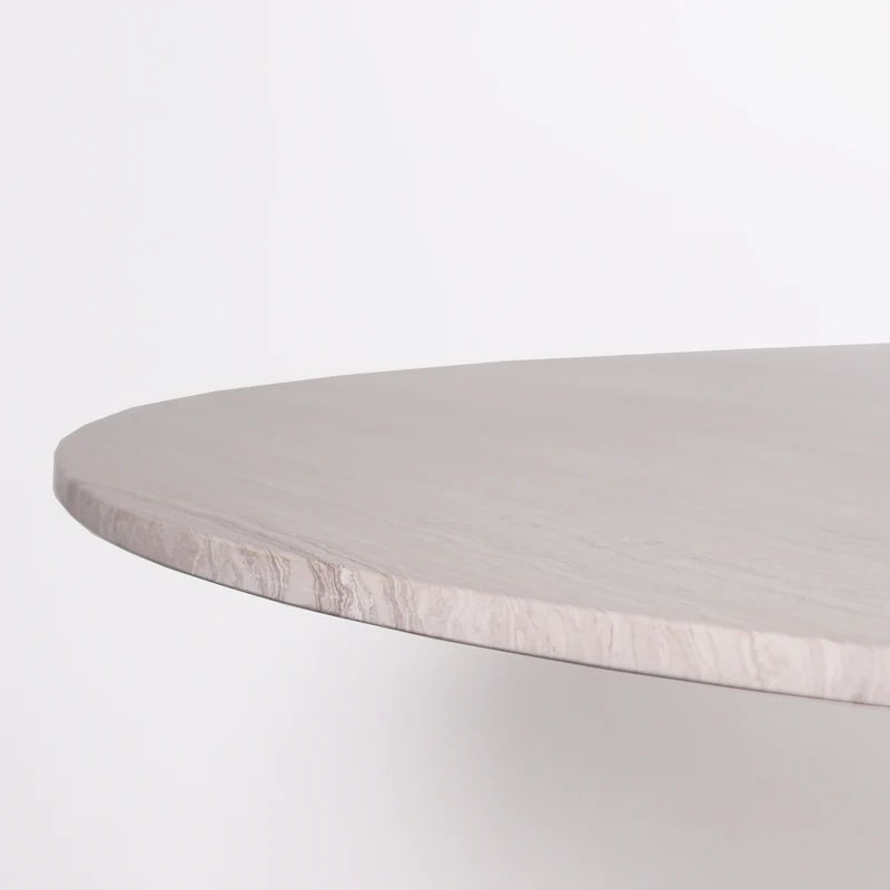Ronde eettafel met Marmeren Blad - Beige marmer - Ø125cm