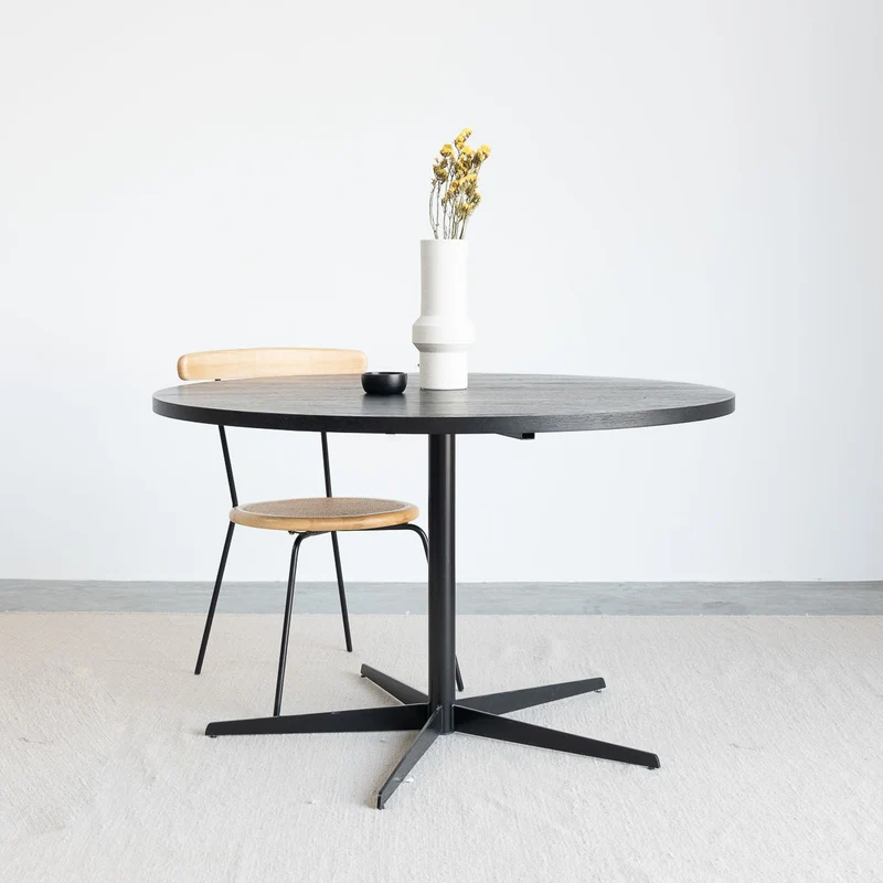 Ronde eettafel met Houten Blad - Zwart - Ø125cm