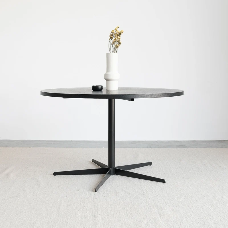 Ronde eettafel met Houten Blad - Zwart - Ø125cm