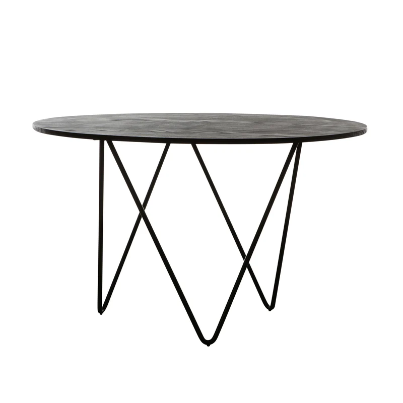 Ronde eettafel met Houten Blad - Zwart - Ø125cm