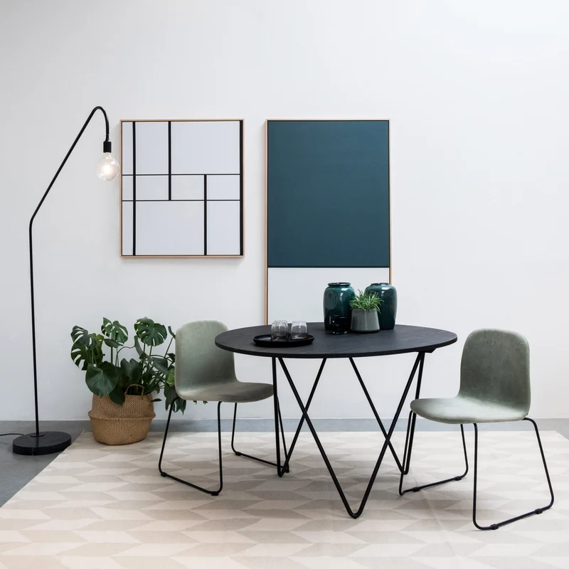 Ronde eettafel met Houten Blad - Zwart - Ø125cm