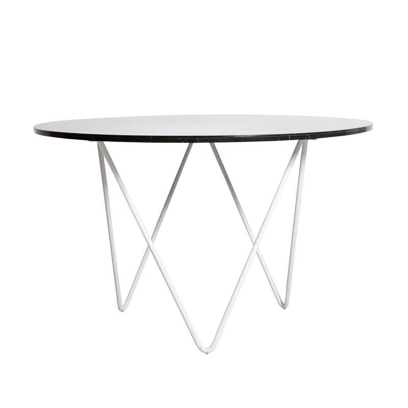 Ronde eettafel met Marmeren Blad - Harris - Zwart - Ø125cm