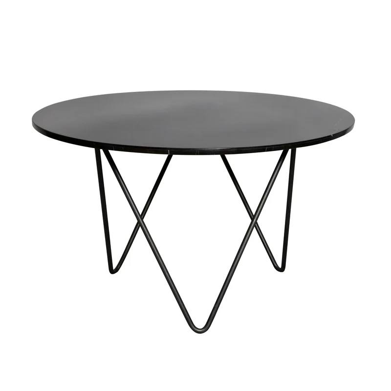 Ronde eettafel met Marmeren Blad - Harris - Zwart - Ø125cm