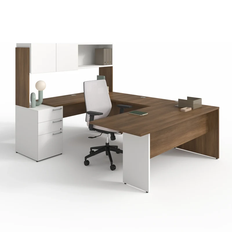 Bureau en U réversible avec étagère Concept C.A.