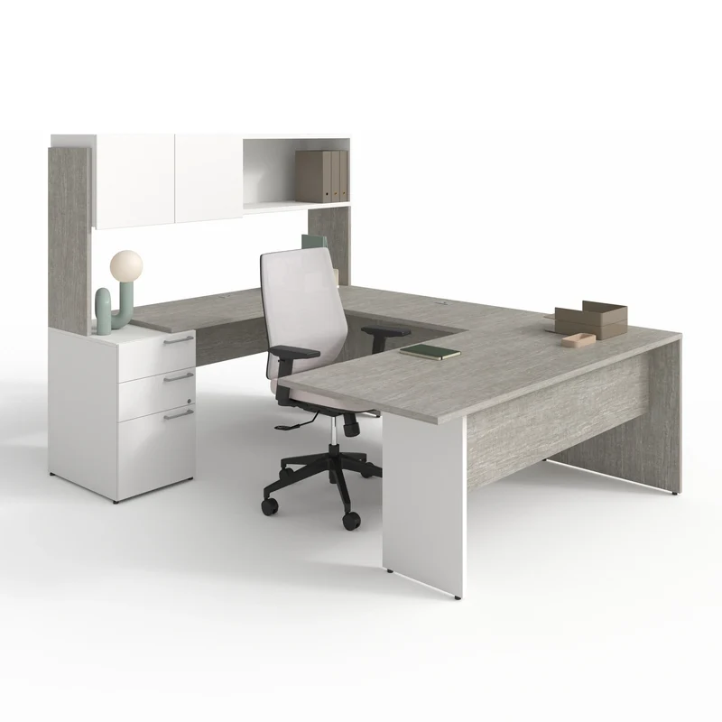 Bureau en U réversible avec étagère Concept C.A.