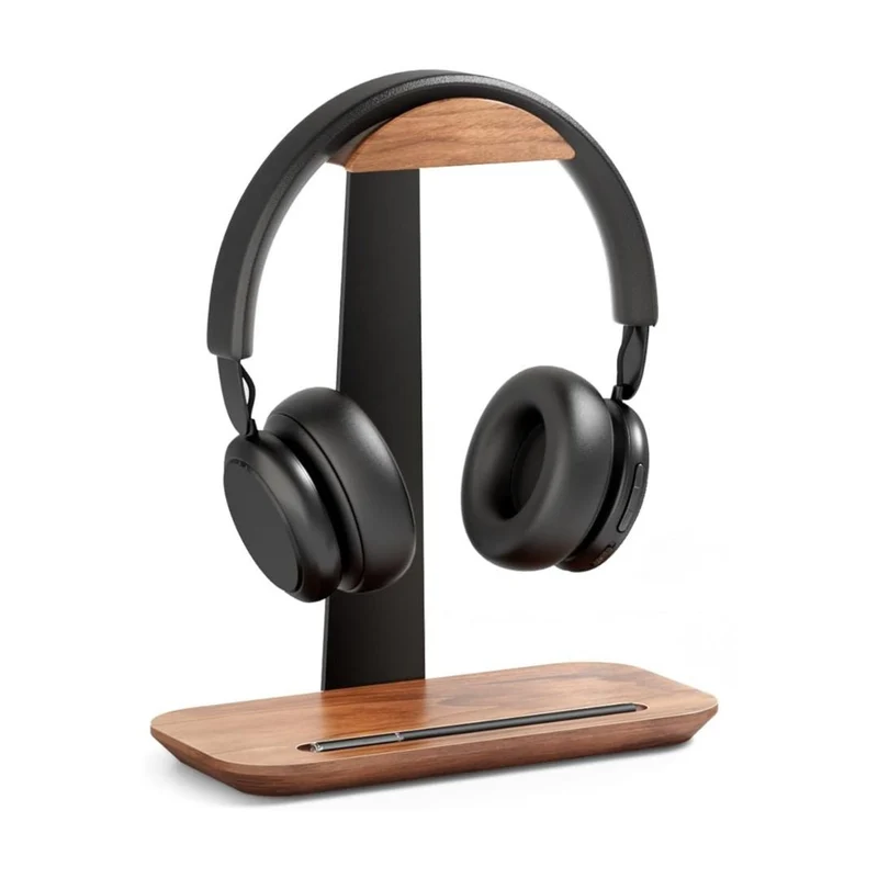 Support de Casque - Bois et Aluminium Noir