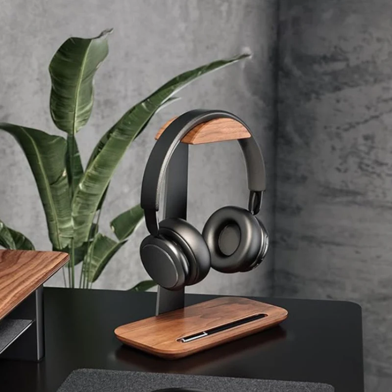 Support de Casque - Bois et Aluminium Noir