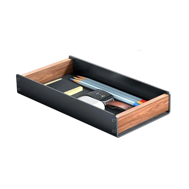 Plateau de Bureau Bois et Aluminium Noir