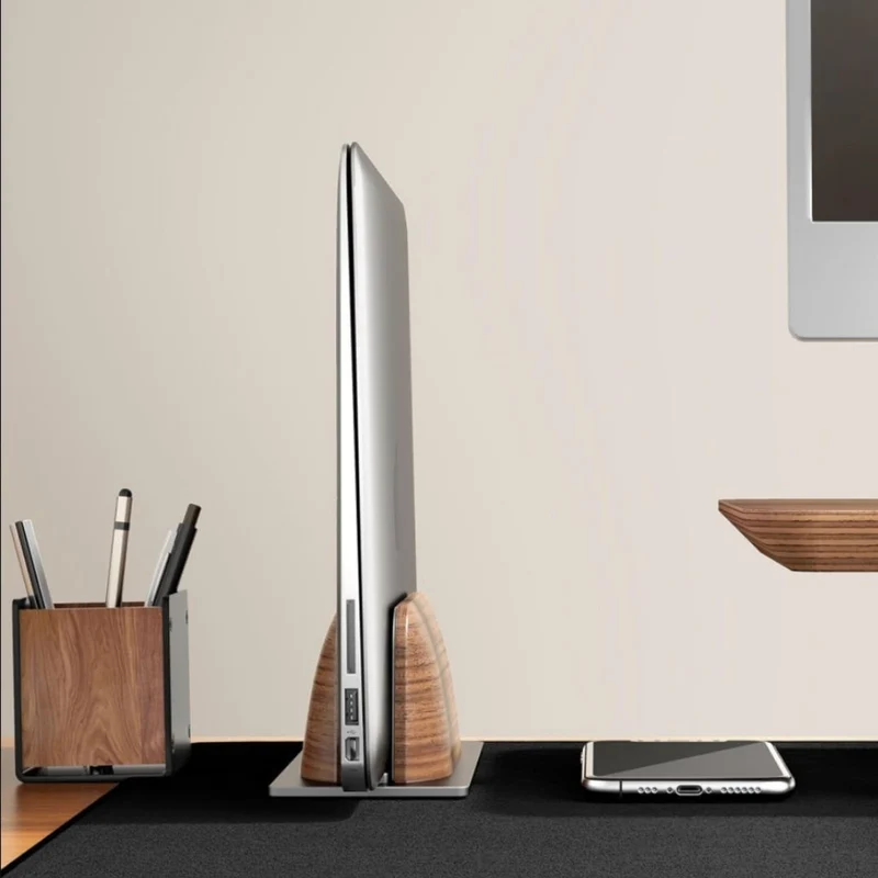 Support Ordinateur/Tablette - Bois et Aluminium Noir