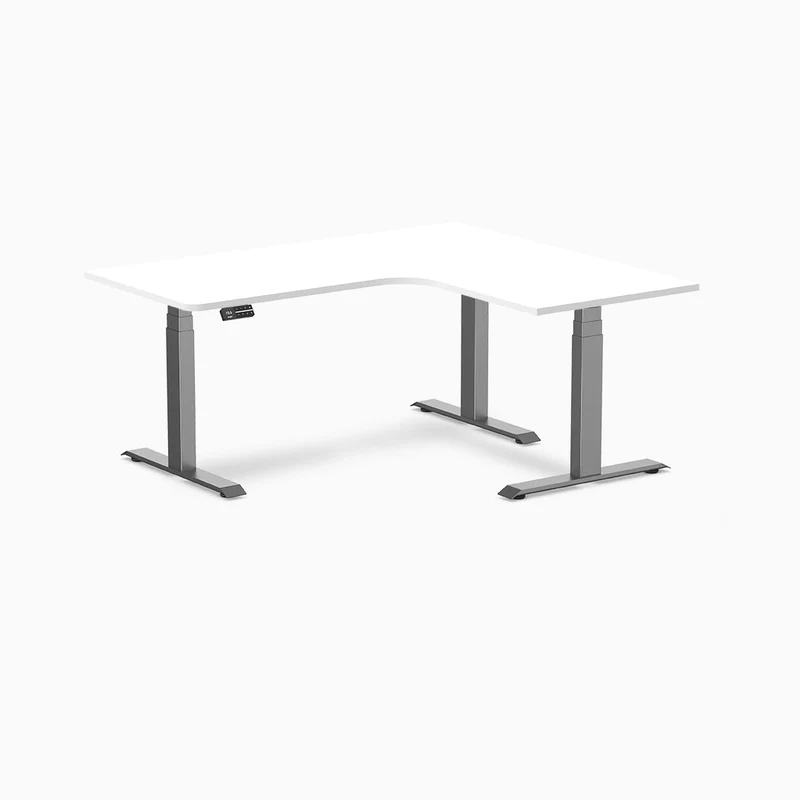 Desky L-Shape Curved Laminate Sit Stand Desk