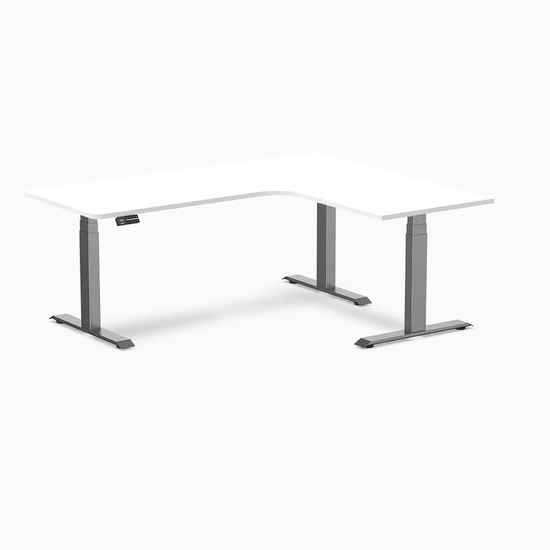 Desky L-Shape Curved Laminate Sit Stand Desk