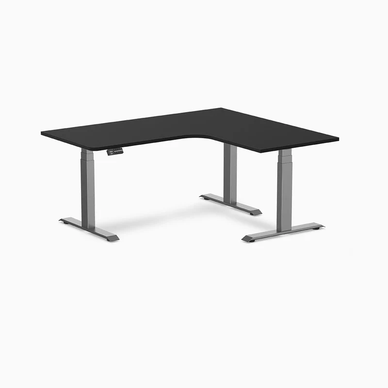 Desky L-Shape Curved Laminate Sit Stand Desk