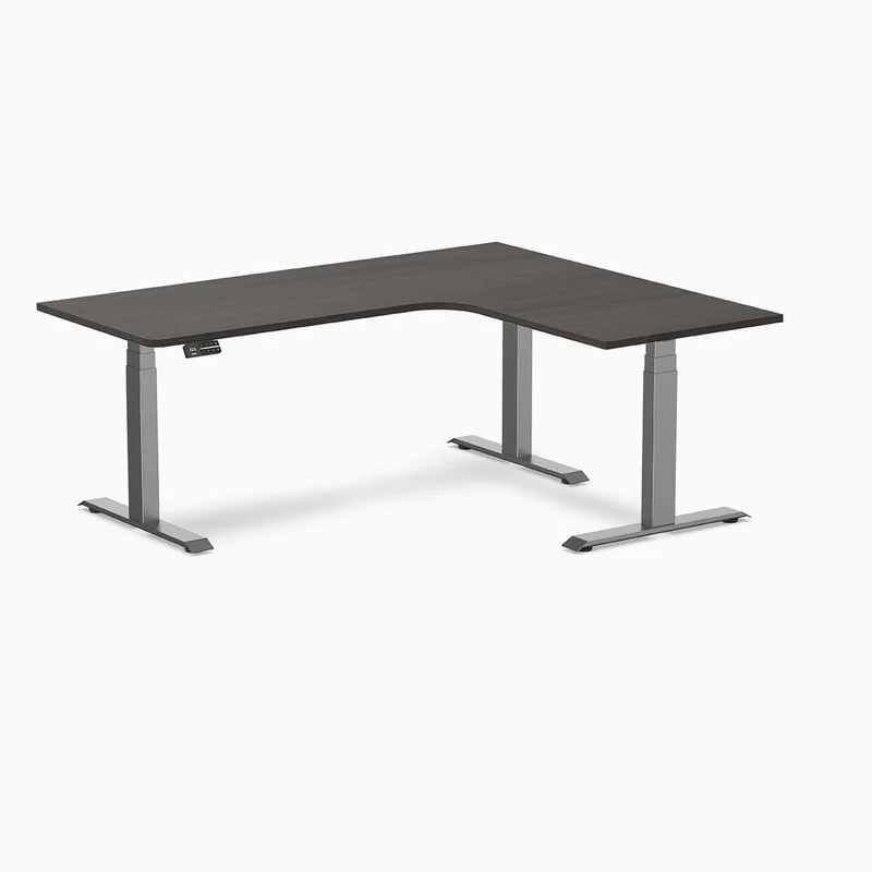 Desky L-Shape Curved Laminate Sit Stand Desk