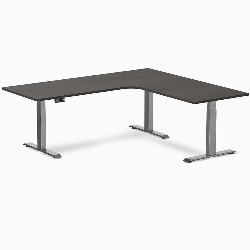 Desky L-Shape Curved Laminate Sit Stand Desk