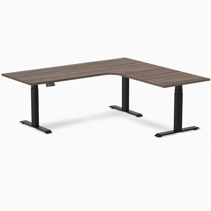 Desky L-Shape Curved Laminate Sit Stand Desk