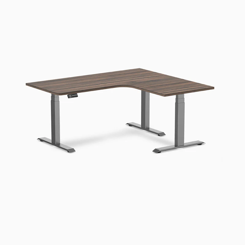 Desky L-Shape Curved Laminate Sit Stand Desk