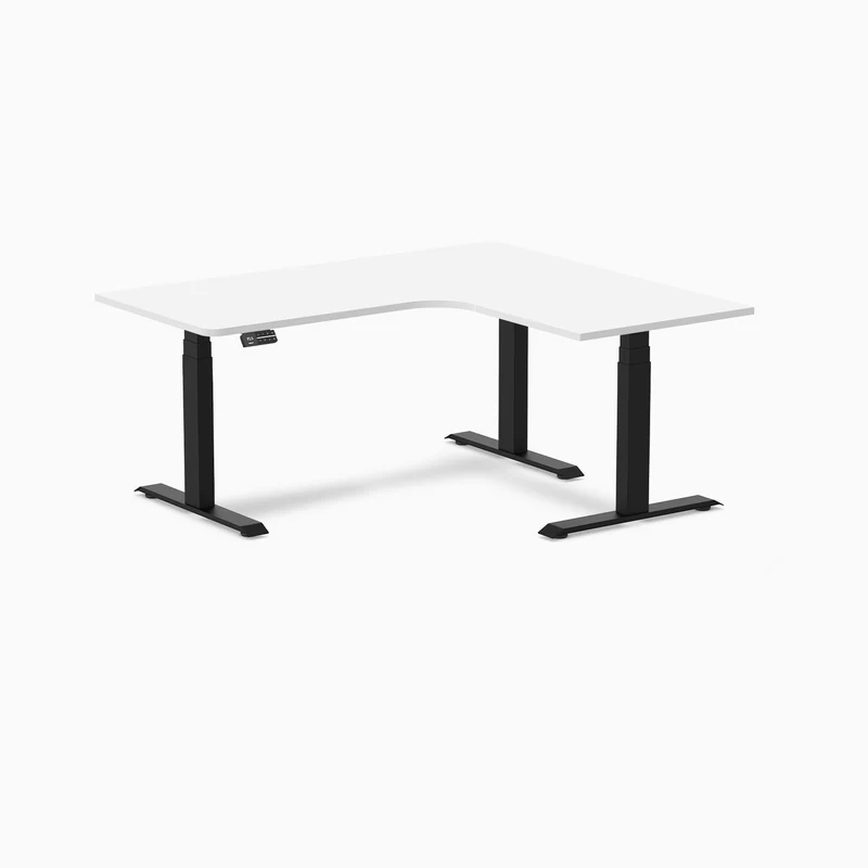 Desky L-Shape Curved Laminate Sit Stand Desk