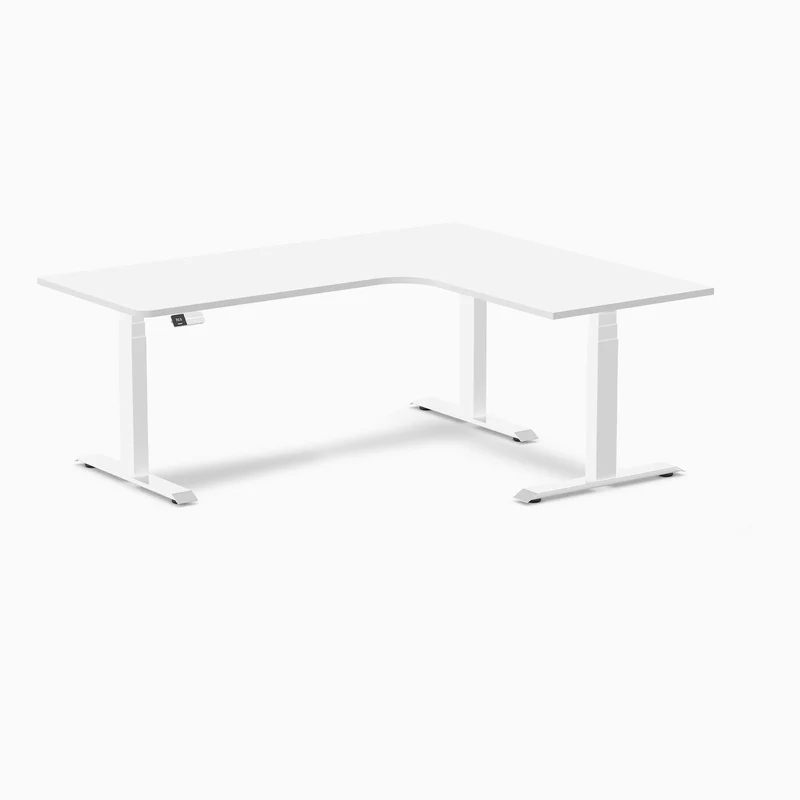 Desky L-Shape Curved Laminate Sit Stand Desk