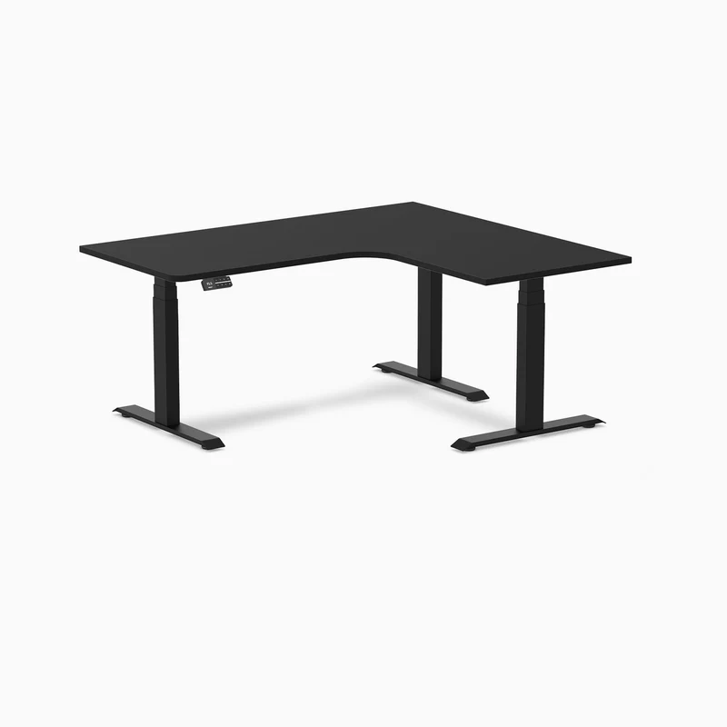 Desky L-Shape Curved Laminate Sit Stand Desk