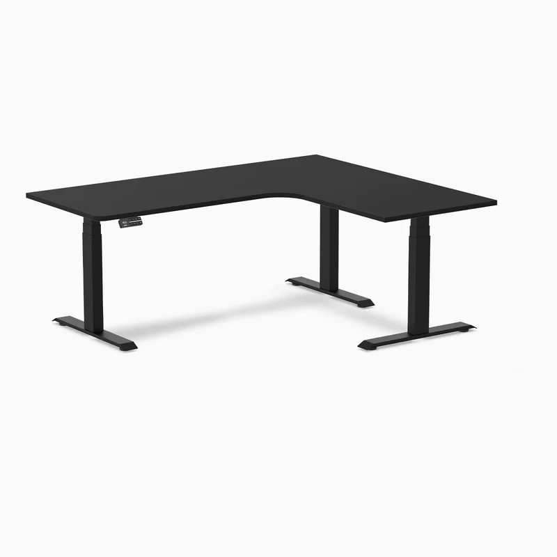 Desky L-Shape Curved Laminate Sit Stand Desk