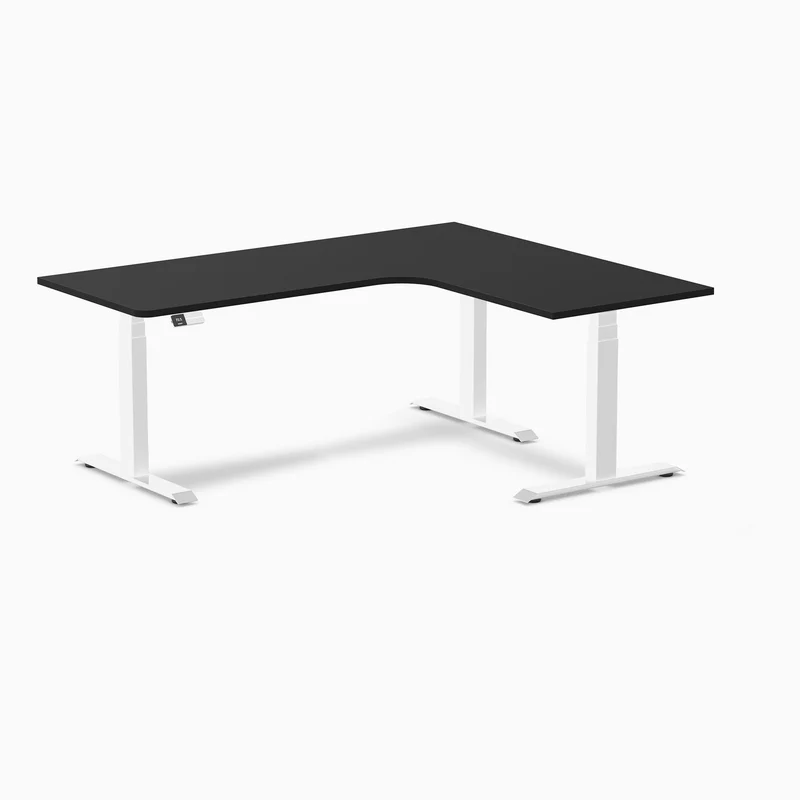 Desky L-Shape Curved Laminate Sit Stand Desk