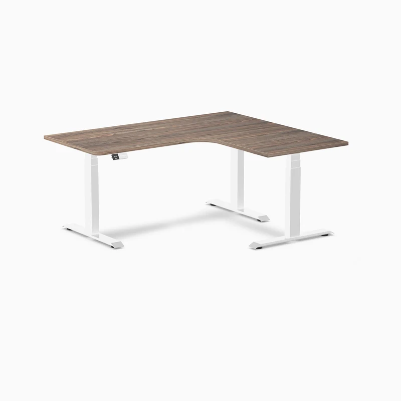 Desky L-Shape Curved Laminate Sit Stand Desk