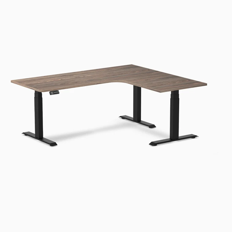 Desky L-Shape Curved Laminate Sit Stand Desk