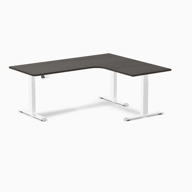 Desky L-Shape Curved Laminate Sit Stand Desk