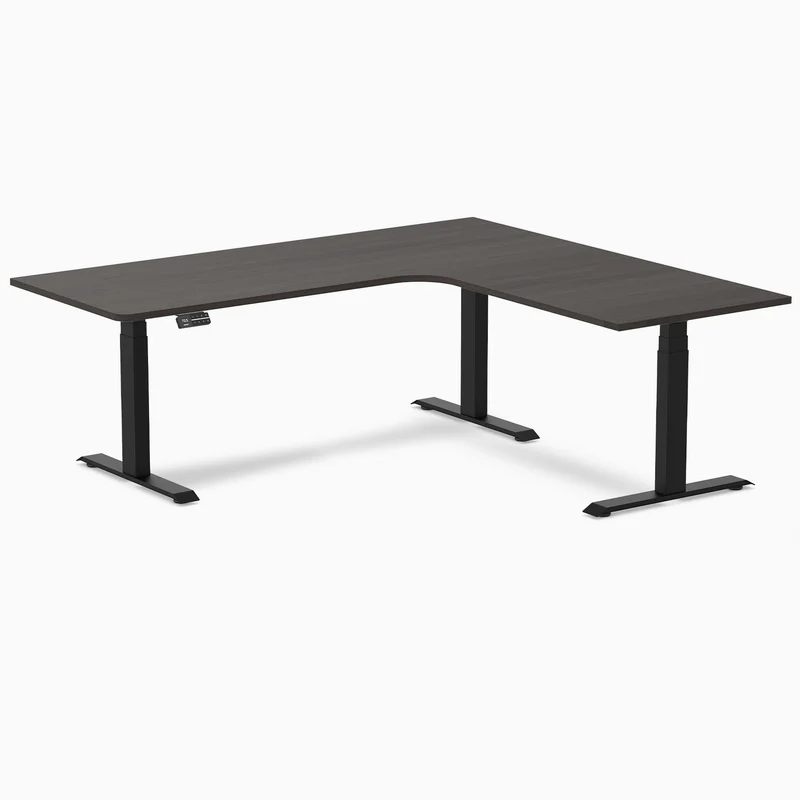 Desky L-Shape Curved Laminate Sit Stand Desk