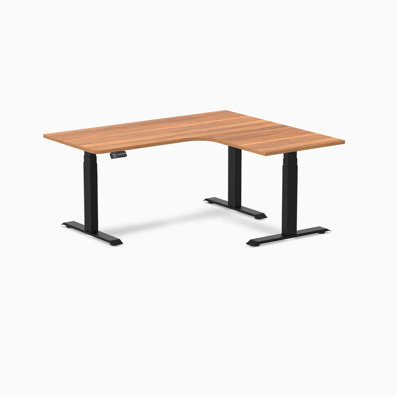 Desky L-Shape Curved Laminate Sit Stand Desk