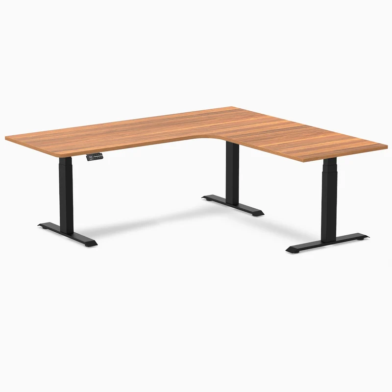 Desky L-Shape Curved Laminate Sit Stand Desk