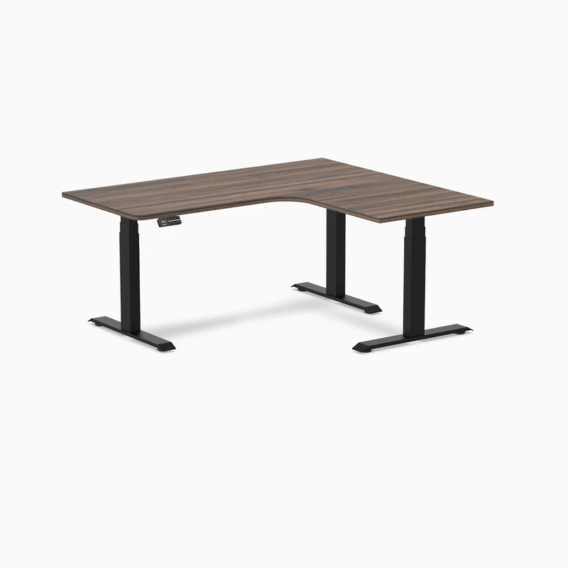 Desky L-Shape Curved Laminate Sit Stand Desk