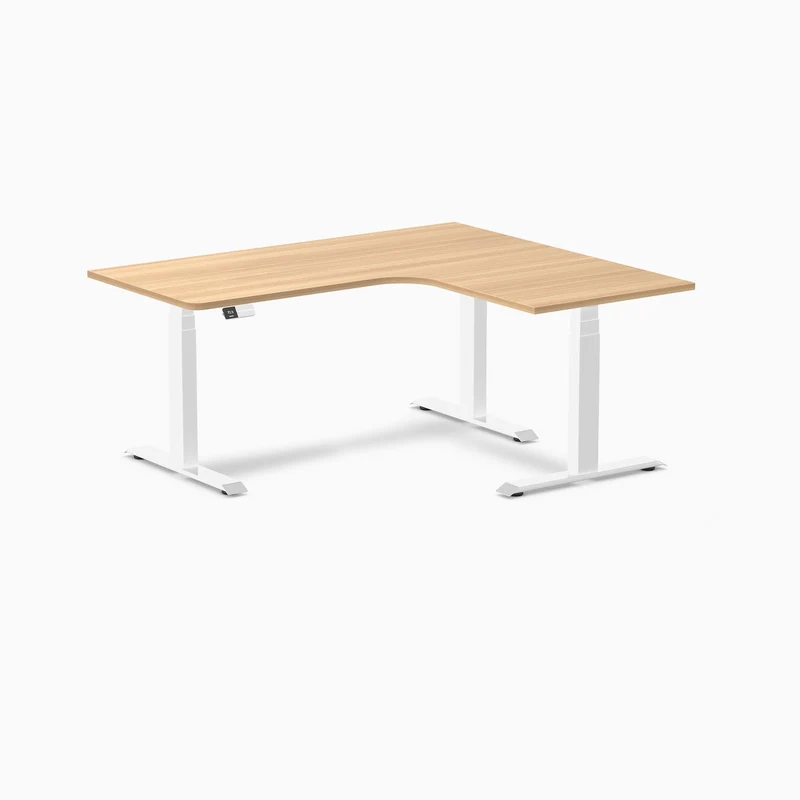 Desky L-Shape Curved Laminate Sit Stand Desk