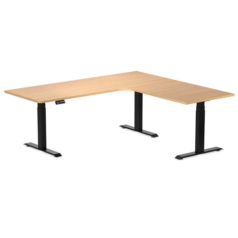 Desky L-Shape Curved Laminate Sit Stand Desk