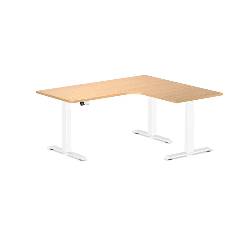 Desky L-Shape Curved Laminate Sit Stand Desk