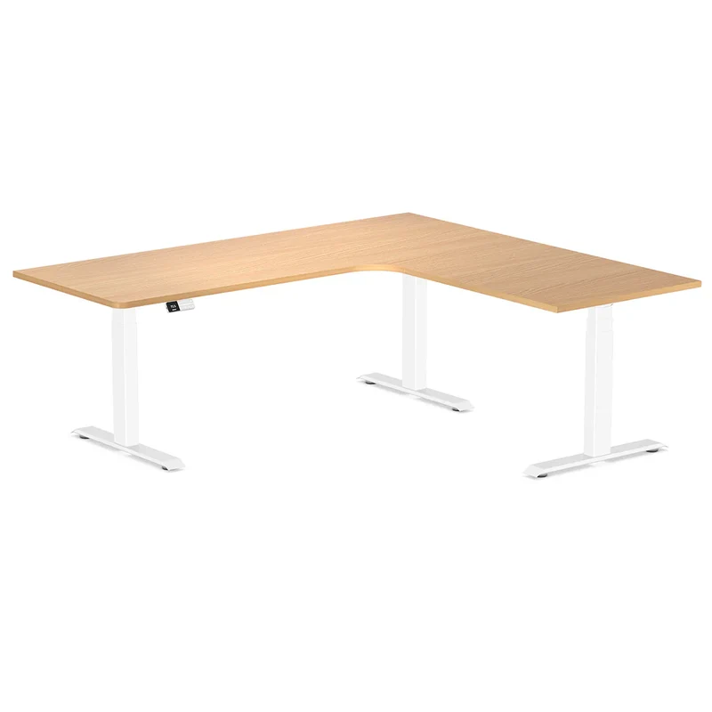Desky L-Shape Curved Laminate Sit Stand Desk