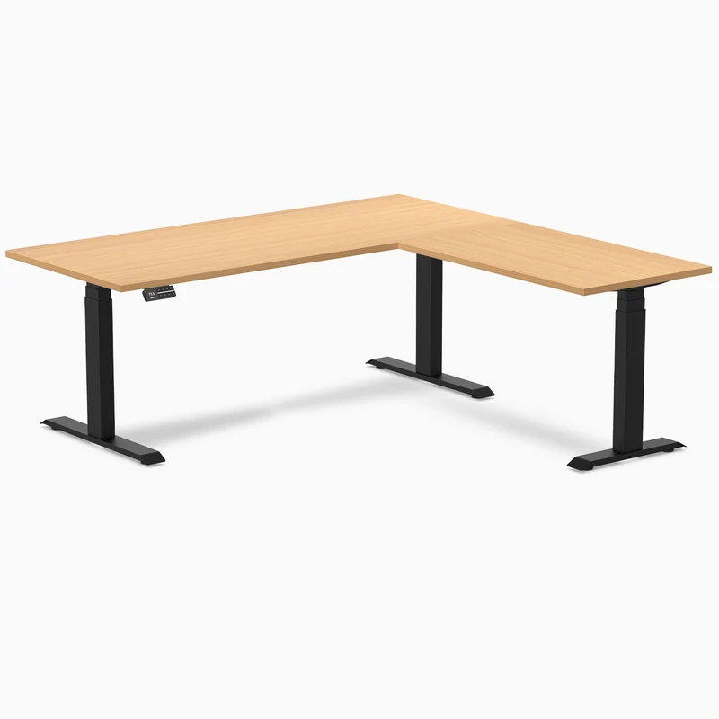 Desky L-Shape Curved Laminate Sit Stand Desk