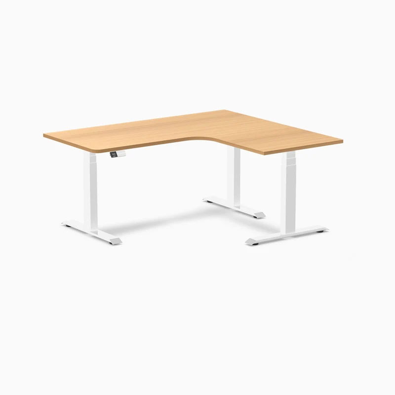 Desky L-Shape Curved Laminate Sit Stand Desk