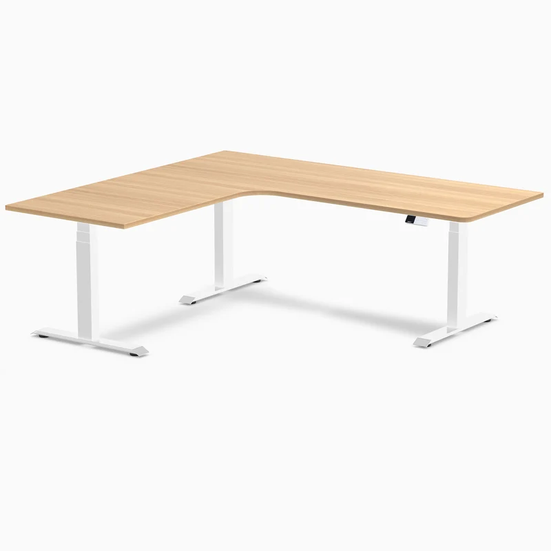Desky L-Shape Curved Laminate Sit Stand Desk