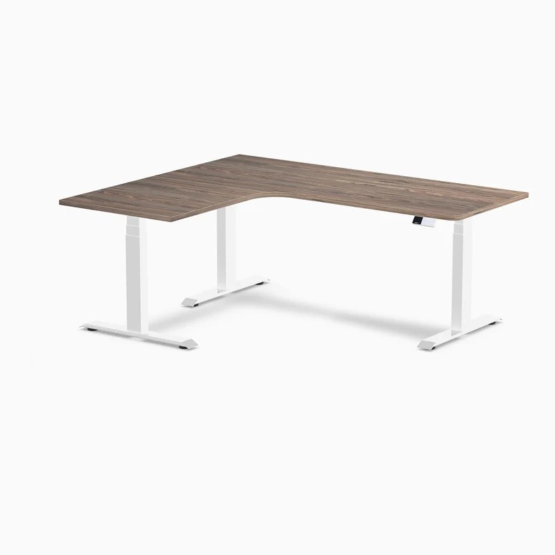 Desky L-Shape Curved Laminate Sit Stand Desk