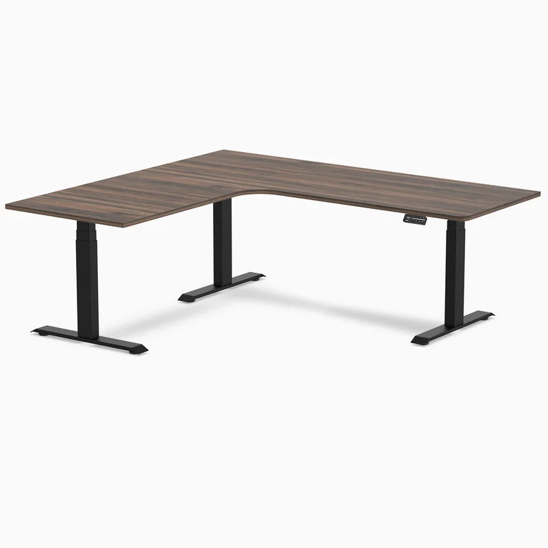 Desky L-Shape Curved Laminate Sit Stand Desk