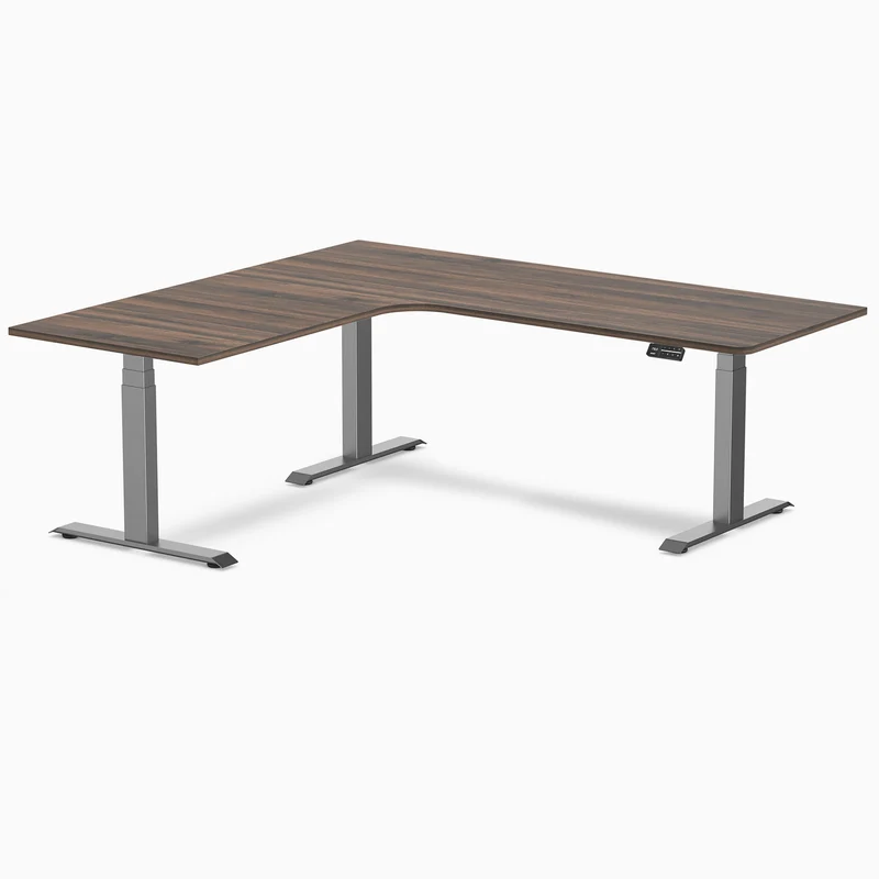 Desky L-Shape Curved Laminate Sit Stand Desk